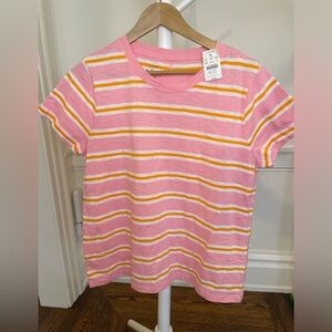 NWT J.Crew Pink & Orange Striped Girlfriend Tee – Size XL